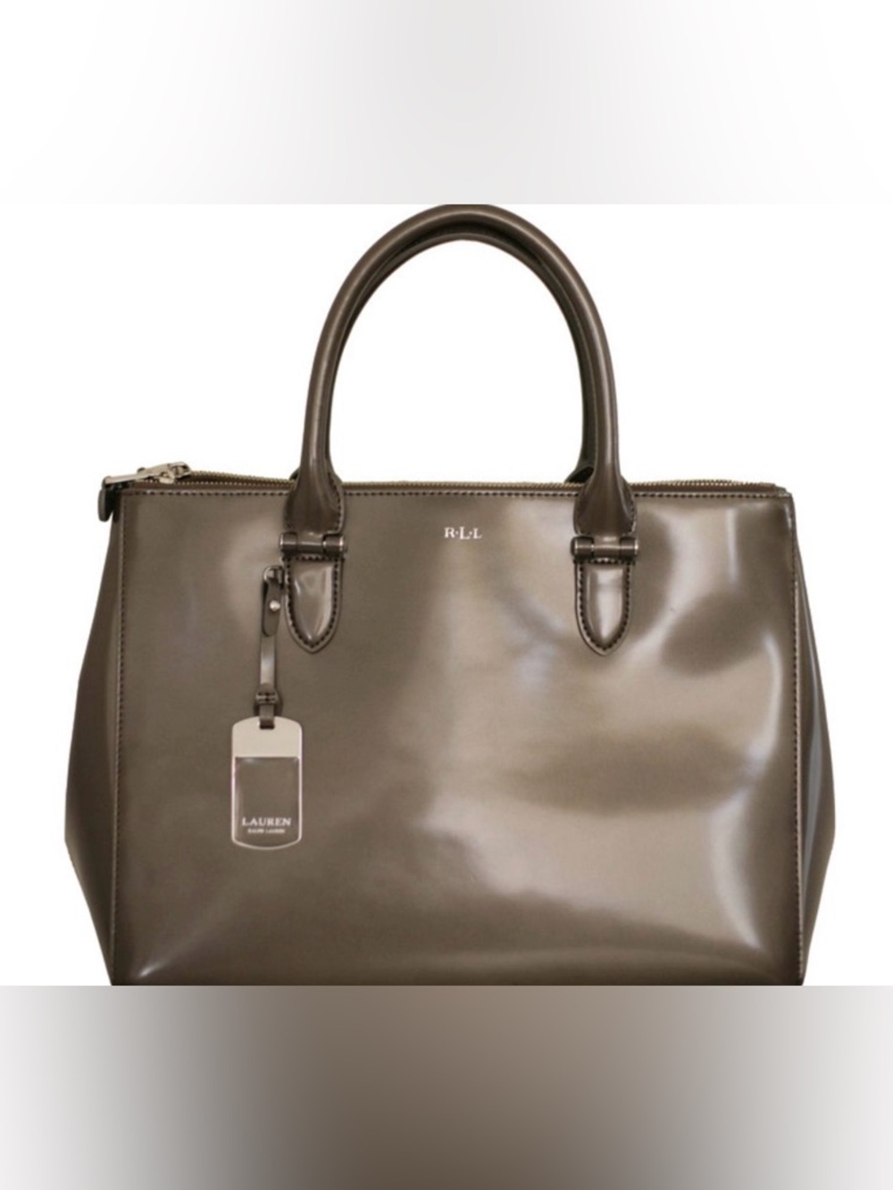 Lauren Ralph Lauren Newbury Double Zip Satchel, Patent Gunmetal